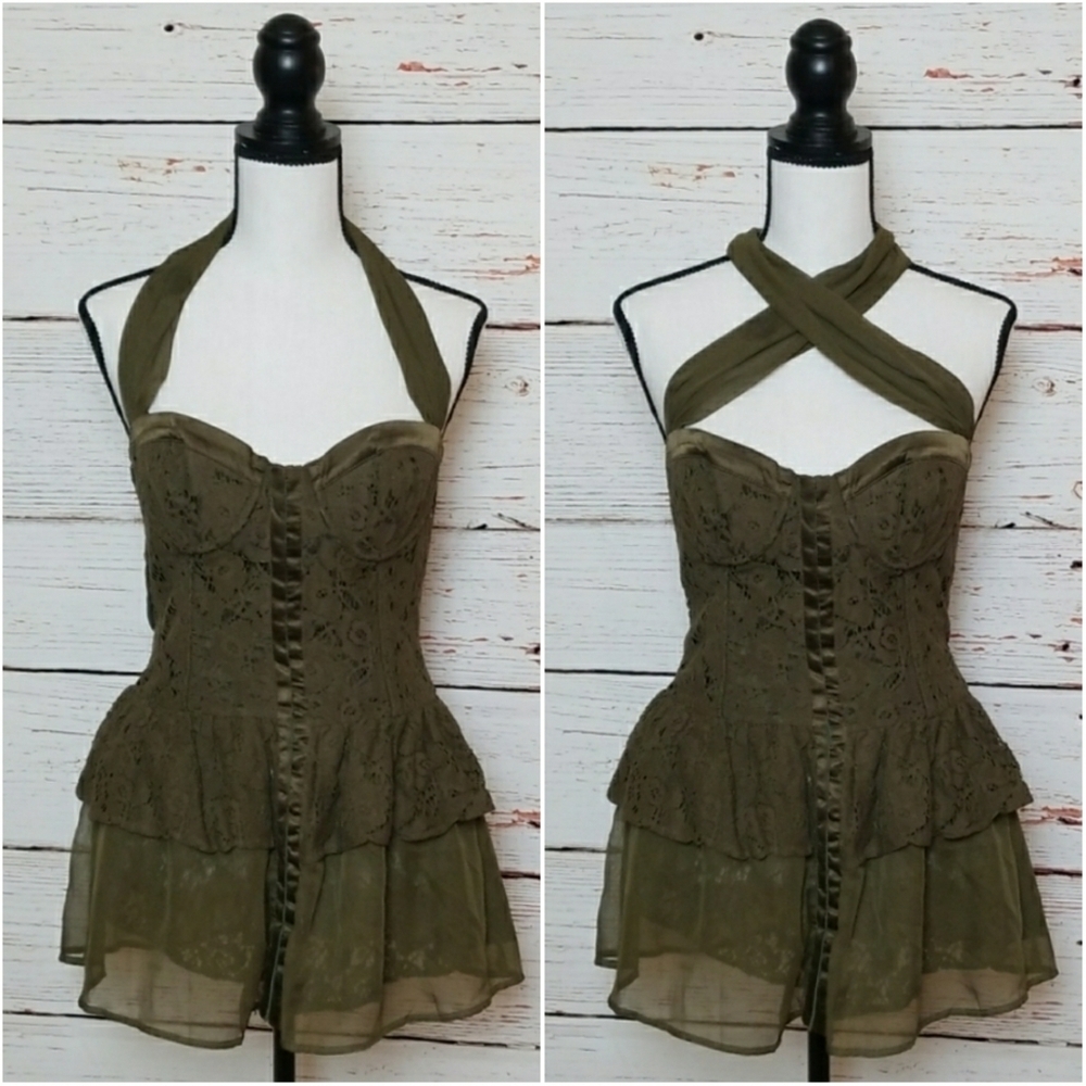 TWELVE BY TWELVE // lace chiffon bustier halter multi-way top